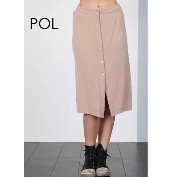 Pale Taupe Color Ankle-Length Pencil Skirt with Side Slit